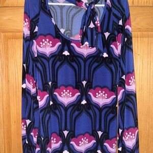 Express Boho Floral Blouse Top With Neck Tie Size Large